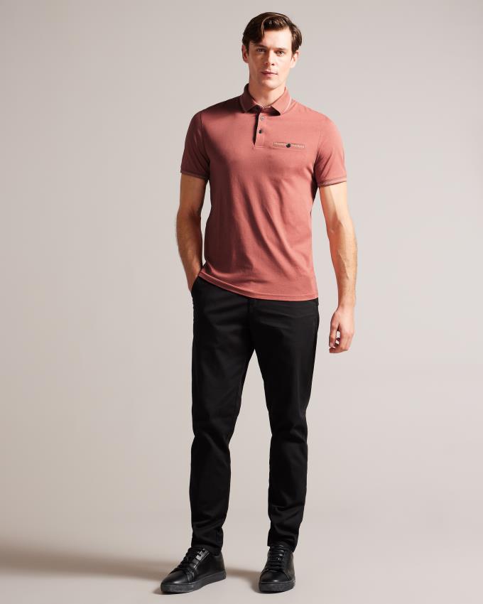 Polo Ted Baker Polo With Striped Details Rose Homme | NRL-46049414